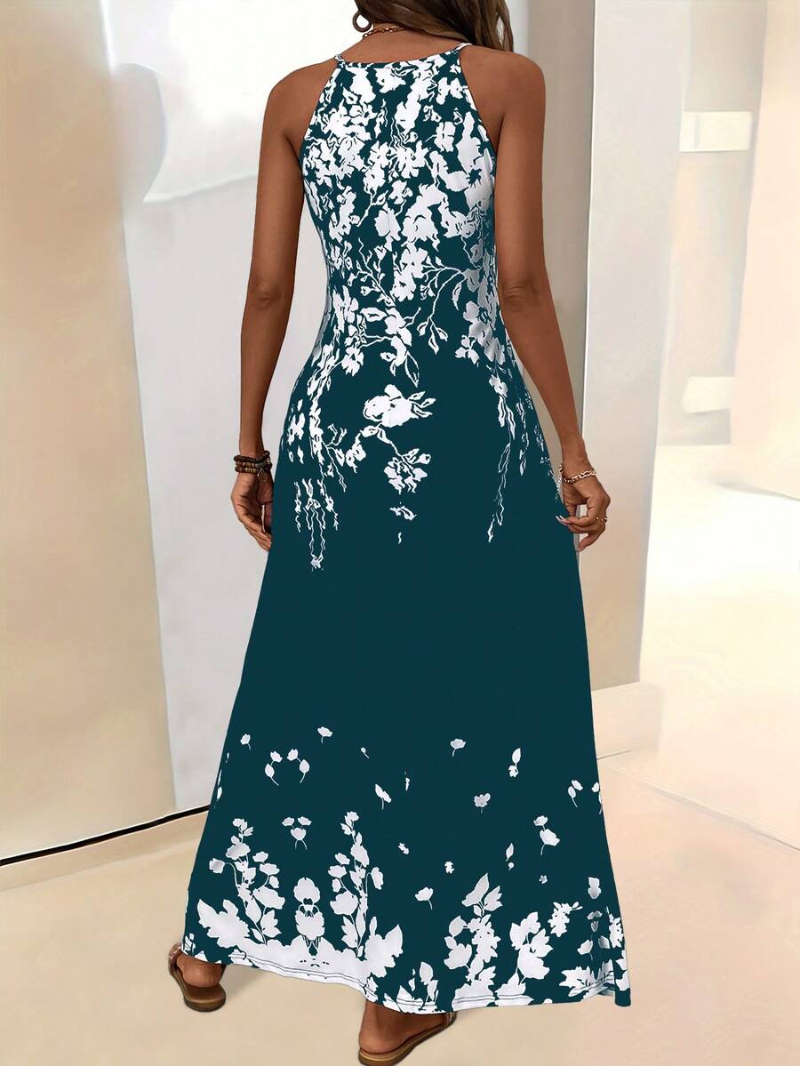 Vestido Longo Boho de Alças Finas com Bainha Assimétrica - La Lecce