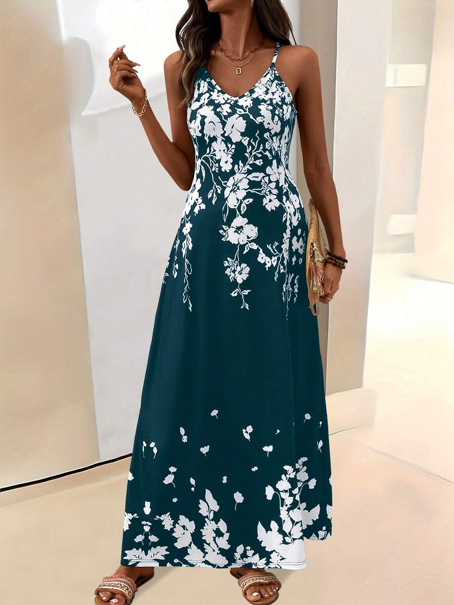 Vestido Longo Boho de Alças Finas com Bainha Assimétrica - La Lecce