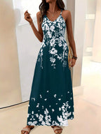 Vestido Longo Boho de Alças Finas com Bainha Assimétrica - La Lecce
