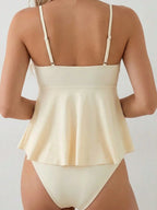 Tankini Enrugado com Babado e Alças Finas