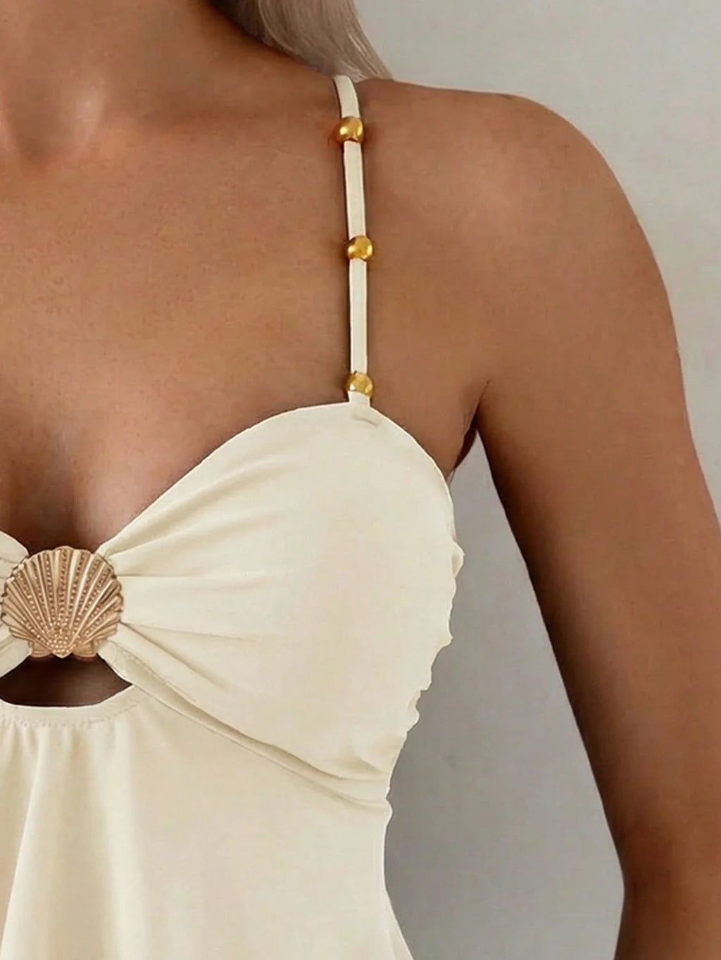 Tankini Enrugado com Babado e Alças Finas