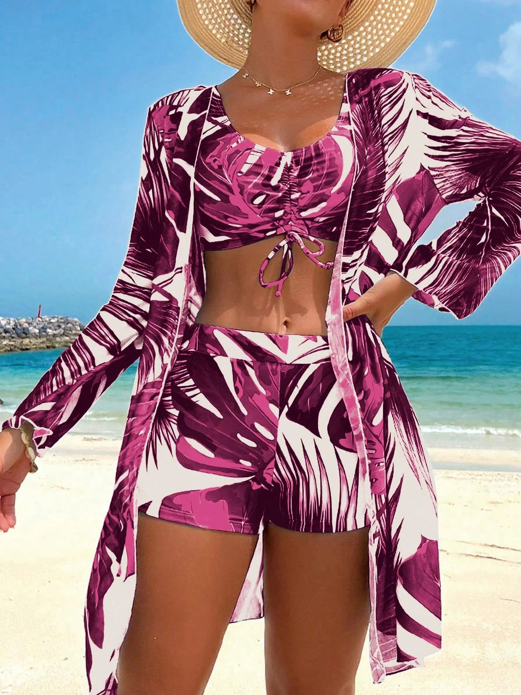 Conjunto Tropical 3 Peças com Saída de Praia