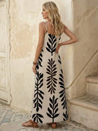 Vestido Longo de Malha com Estampa de Folhas de Coqueiro - La Lecce