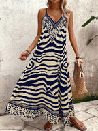 Vestido Longo Estampa de Onça com Alças Finas