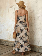 Vestido Longo de Malha com Estampa de Folhas de Coqueiro - La Lecce