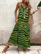Vestido Longo Estampa de Onça com Alças Finas