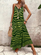 Vestido Longo Estampa de Onça com Alças Finas