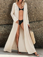 Kimono Longo Transparente com Manga Longa e Cinto