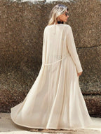 Kimono Longo Transparente com Manga Longa e Cinto