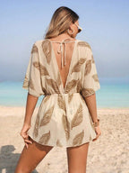 Saída de Praia Vestido Slim Fit com Nó