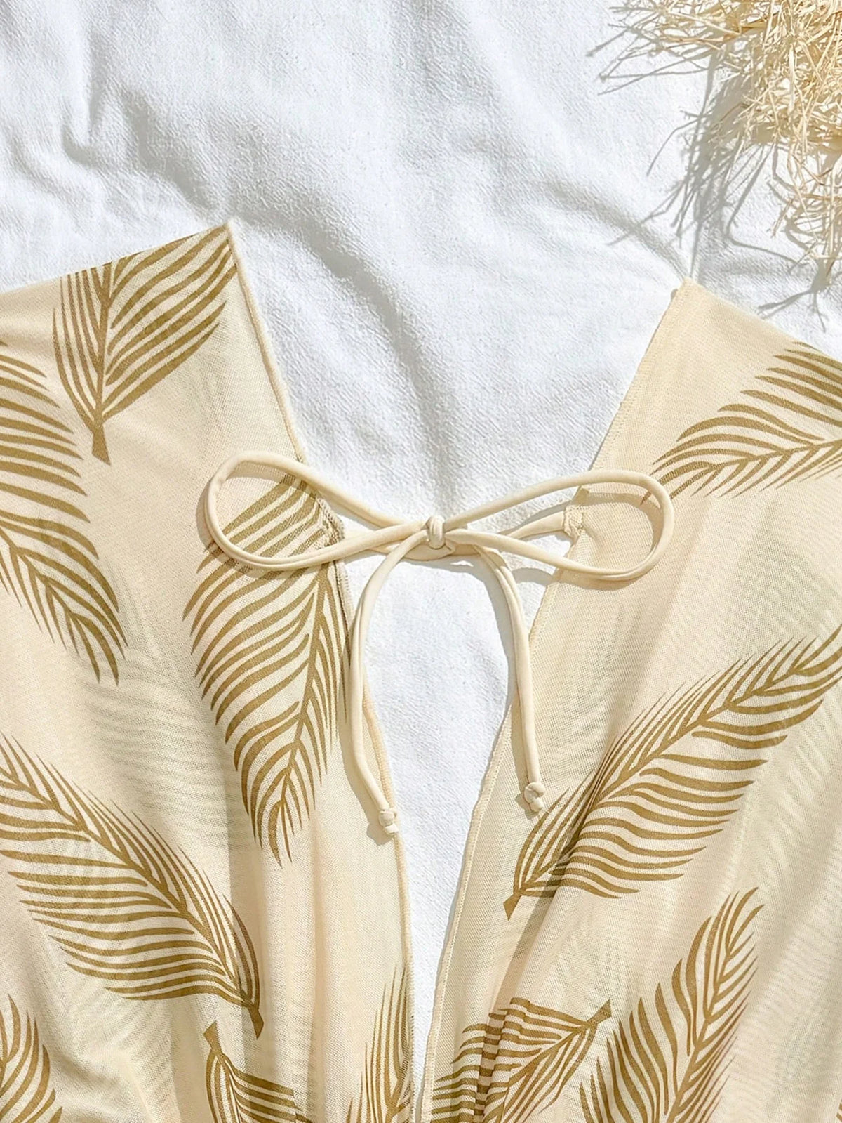 Saída de Praia Vestido Slim Fit com Nó