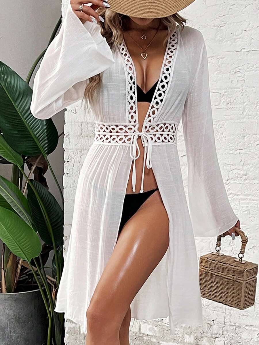 Kimono com Renda Guipir e Amarração na Cintura