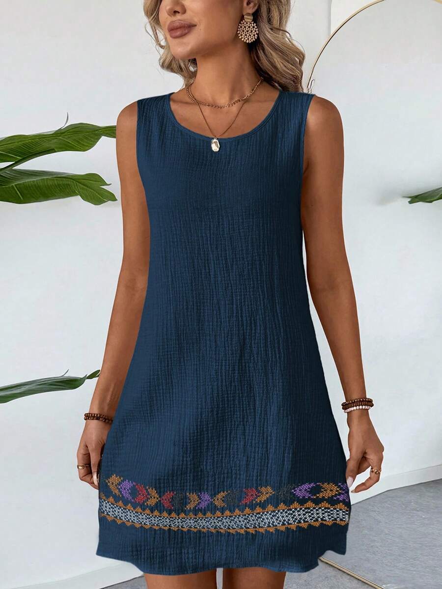 Vestido Curto Boho de Algodão com Bordado - La Lecce