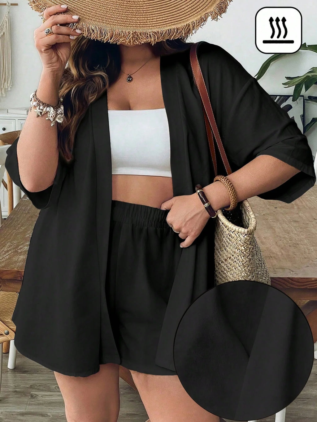 Conjunto Plus Size Casual com Mini Shorts