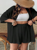 Conjunto Plus Size Casual com Mini Shorts