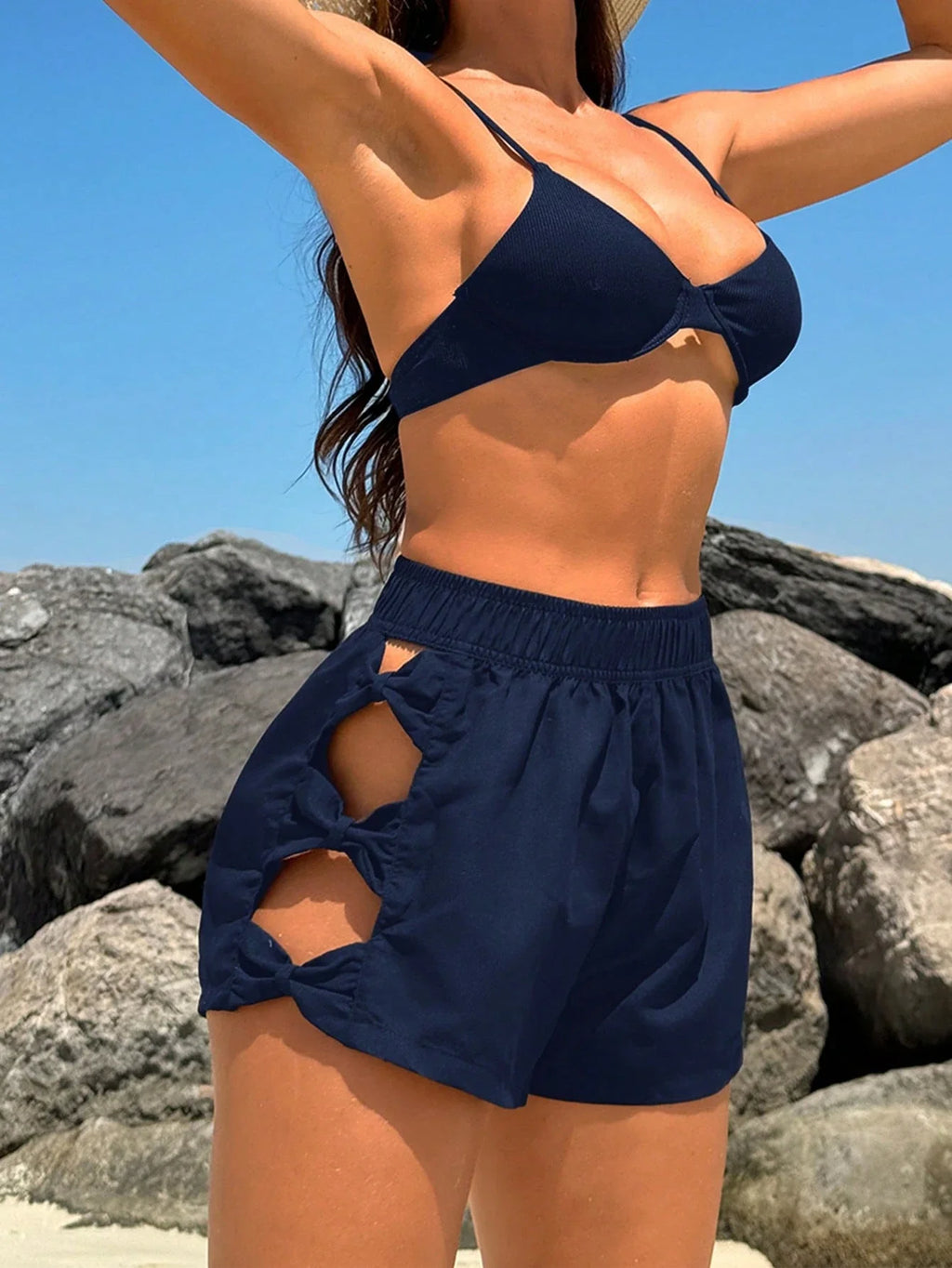 Short de Praia Vazado Preto