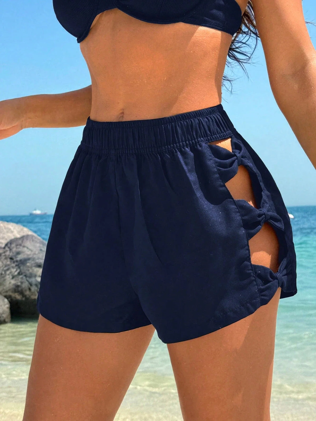 Short de Praia Vazado Preto