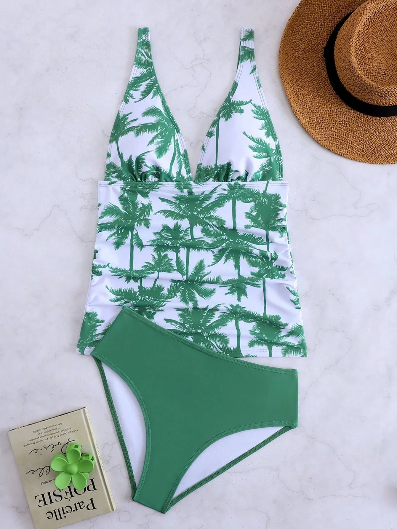 Tankini com Decote V e Costas Abertas