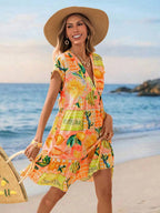 Vestido Curto Boho com Babado e Detalhe em Pompom - La Lecce