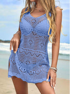 Saída de Praia Tricô Vazada Formato Leque Slim Fit