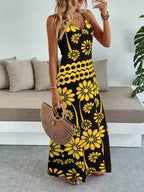 Vestido Longo Boho de Alças Finas com Bainha Assimétrica - La Lecce