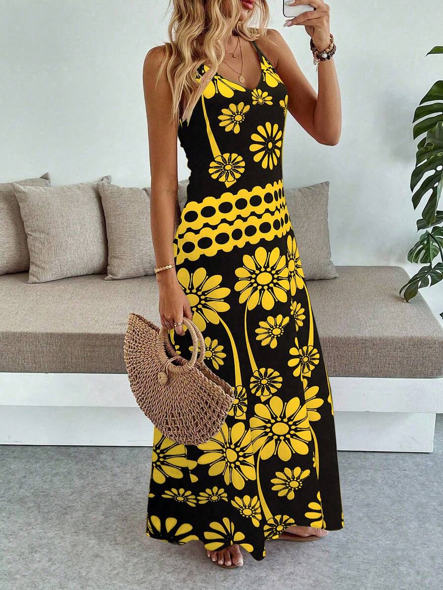 Vestido Longo Boho de Alças Finas com Bainha Assimétrica - La Lecce