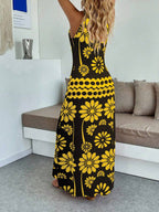 Vestido Longo Boho de Alças Finas com Bainha Assimétrica - La Lecce