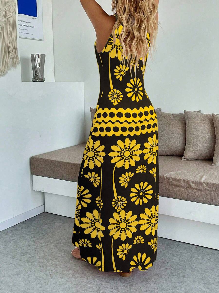 Vestido Longo Boho de Alças Finas com Bainha Assimétrica - La Lecce
