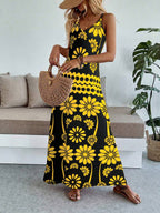 Vestido Longo Boho de Alças Finas com Bainha Assimétrica - La Lecce