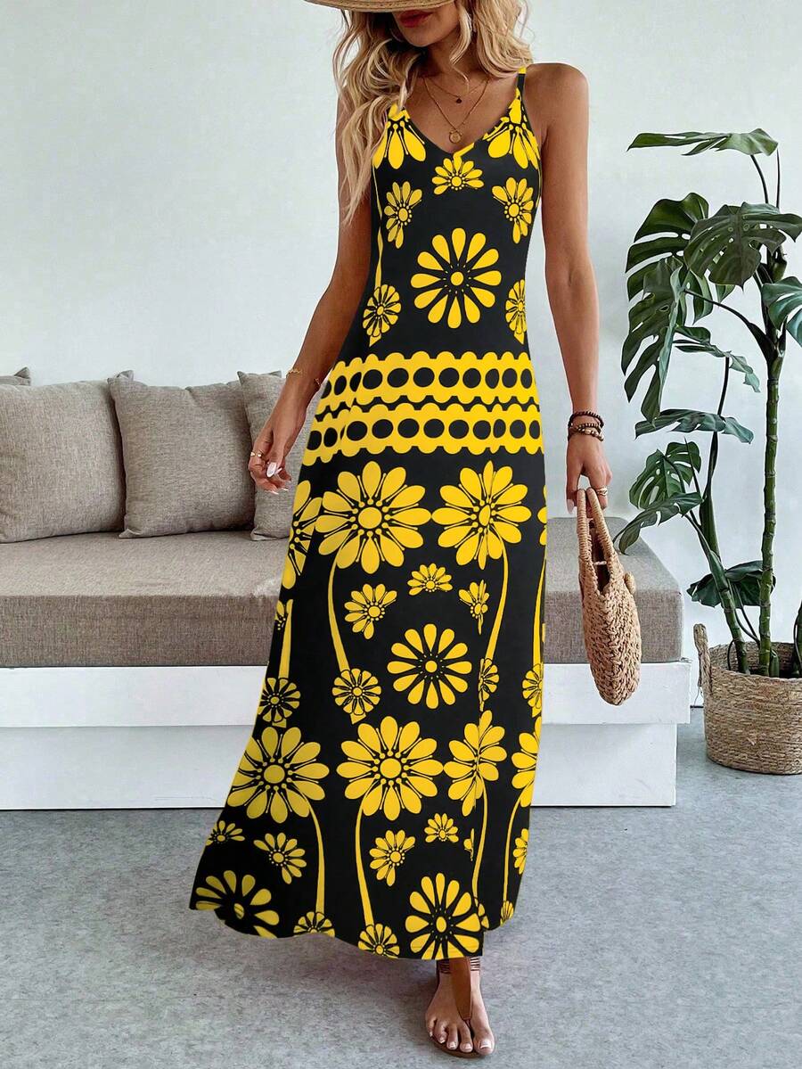 Vestido Longo Boho de Alças Finas com Bainha Assimétrica - La Lecce