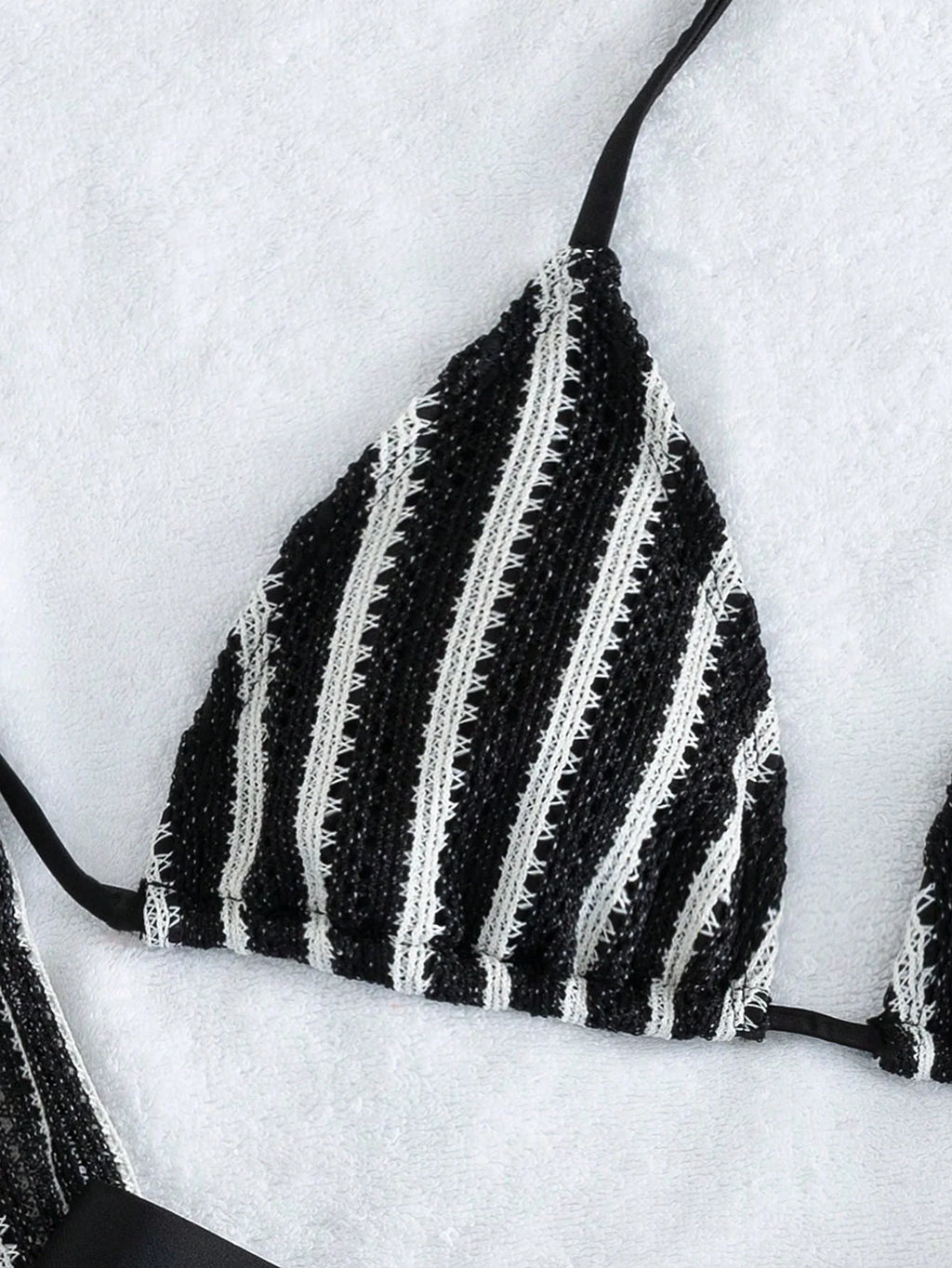Conjunto de Biquíni 3 Peças Listrado com Top Frente-Única
