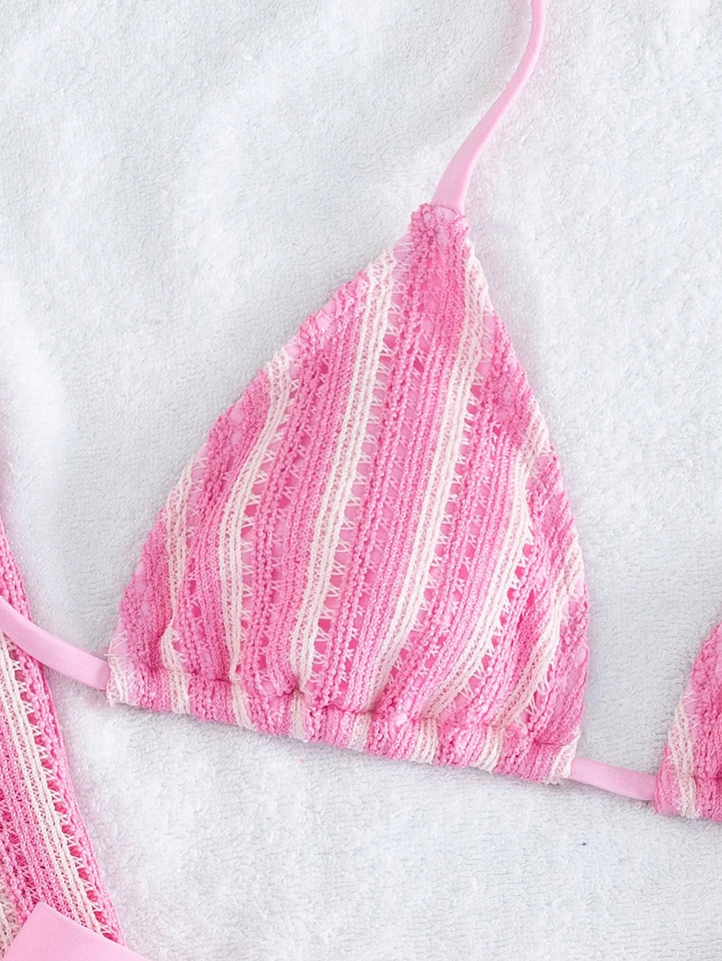 Conjunto de Biquíni 3 Peças Listrado com Top Frente-Única