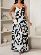 Vestido Maxi de Alças com Estampa Geométrica e Bolsos