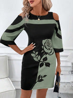 Vestido Curto Decote Canoa com Estampa Floral - La Lecce