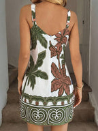 Vestido Mini de Alças com Estampa de Coqueiro e Costas Abertas - La Lecce