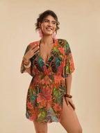 Saída de Praia Plus Size Tie Back