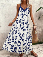 Vestido Longo Estampa de Leopardo com Costas Abertas - La Lecce