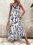 Vestido Longo Estampa de Leopardo com Costas Abertas - La Lecce