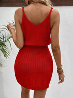 Vestido Curto de Tricô com Decote U e Costas Abertas - La Lecce