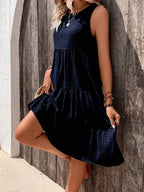 Vestido Midi Solto com Gola Redonda e Barra com Babado - La Lecce