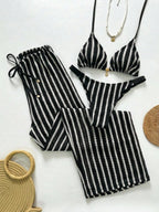 Conjunto Biquíni 3 Peças com Calça e Tie Back