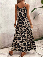 Vestido Longo Estampa de Leopardo com Costas Abertas - La Lecce
