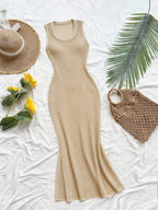 Vestido Saída de Praia em Tricô Sem Mangas