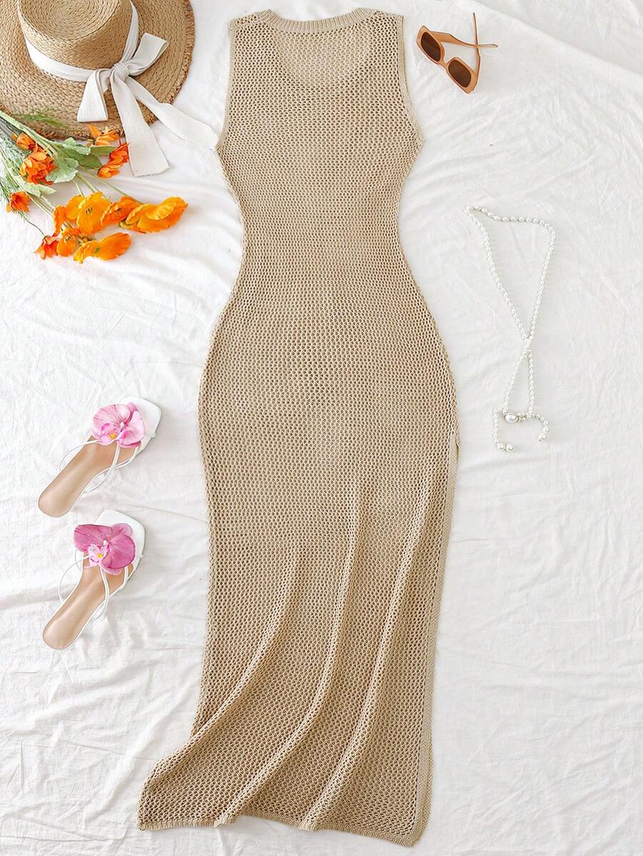 Vestido Saída de Praia em Tricô Sem Mangas