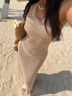 Vestido Saída de Praia em Tricô Sem Mangas