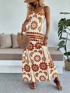 Vestido Longo Boho de Alças Finas com Bainha Assimétrica - La Lecce