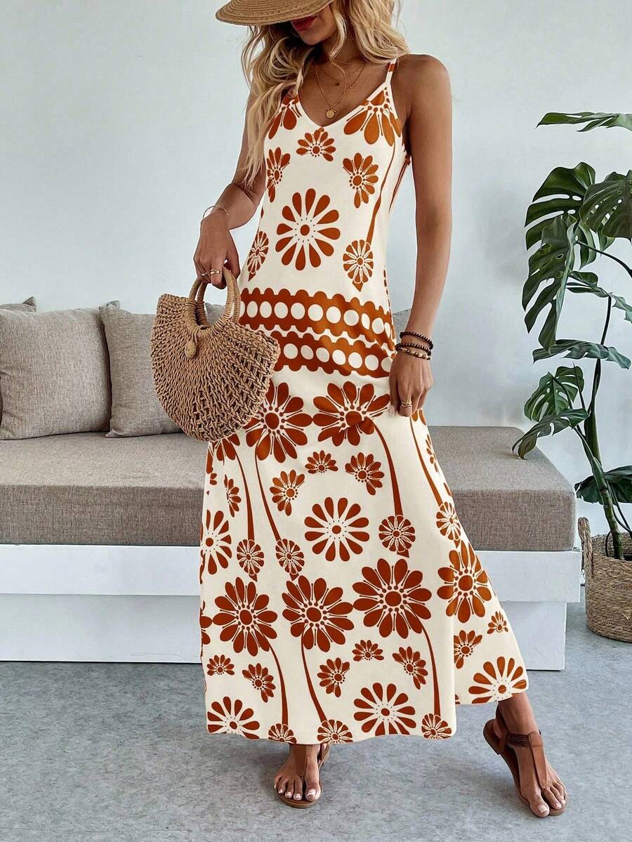 Vestido Longo Boho de Alças Finas com Bainha Assimétrica - La Lecce