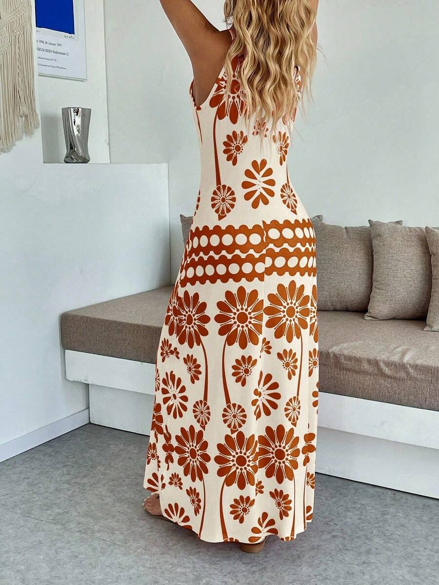 Vestido Longo Boho de Alças Finas com Bainha Assimétrica - La Lecce