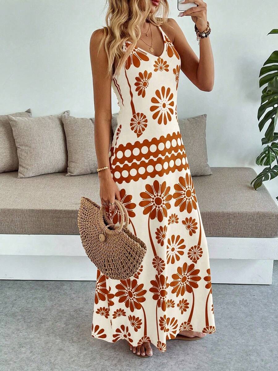 Vestido Longo Boho de Alças Finas com Bainha Assimétrica - La Lecce