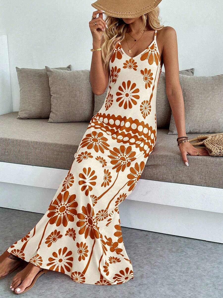 Vestido Longo Boho de Alças Finas com Bainha Assimétrica - La Lecce